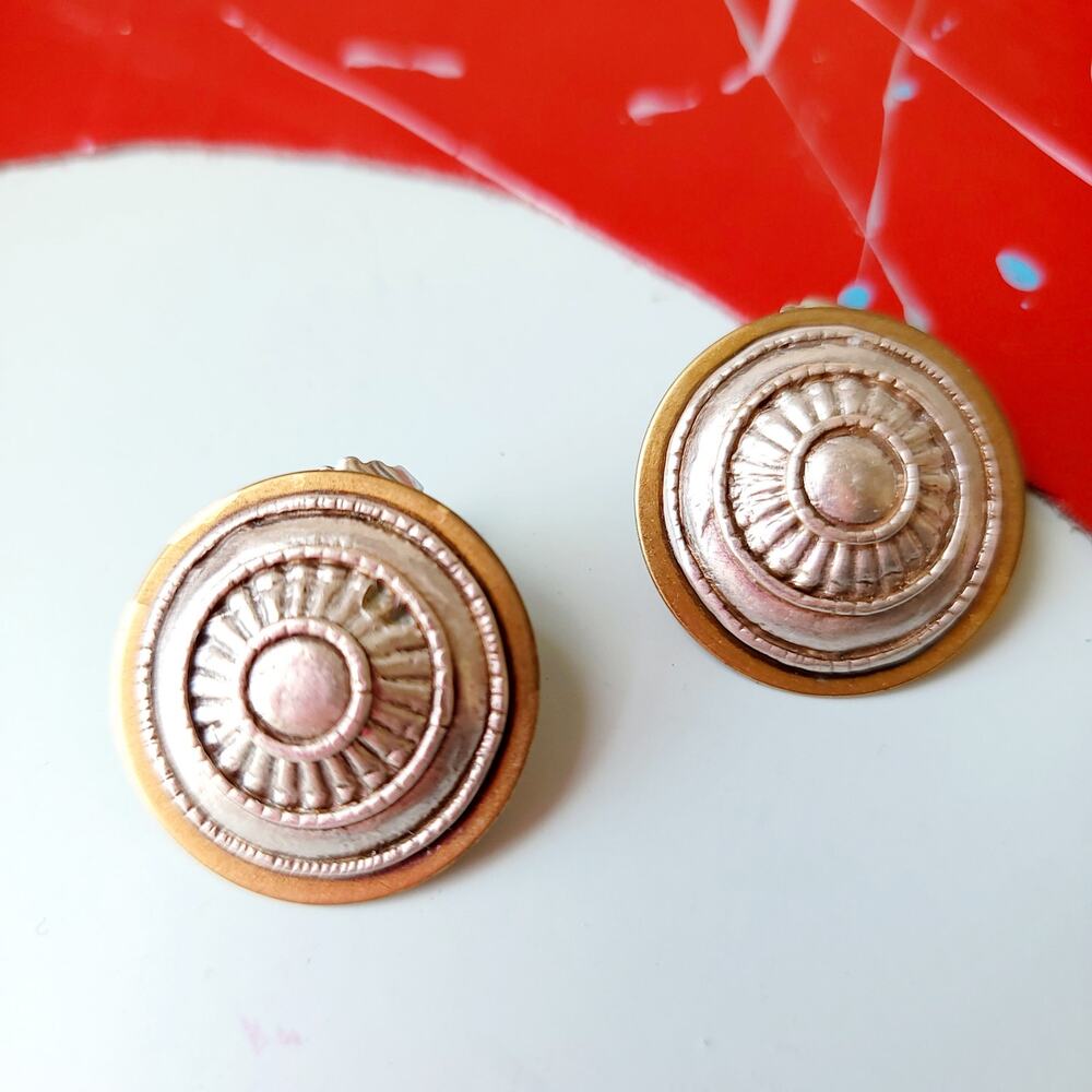 Vintage Warrior Medallion Disc Post Earrings